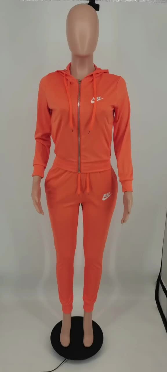 New fashion European and American foreign trade women's clothing solid color trend leisure sports suit