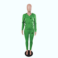 Autumn style hooded pocket zipper fashion casual sports two-piece suit