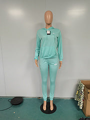 New women's fashion casual hooded embroidered two-piece suit