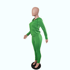 Autumn style hooded pocket zipper fashion casual sports two-piece suit