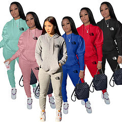 Fashionable and casual printed sports suit two-piece set in stock