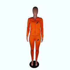 Autumn style hooded pocket zipper fashion casual sports two-piece suit