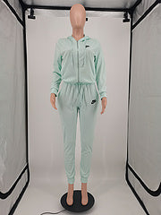 New fashion European and American foreign trade women's clothing solid color trend leisure sports suit