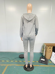 Embroidery Sportswear Slim Fit Fashion Casual Two-piece Set