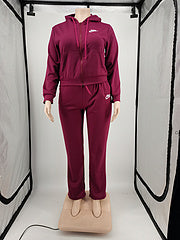Plus size women's clothing Fashion casual solid color autumn and winter hooded suit