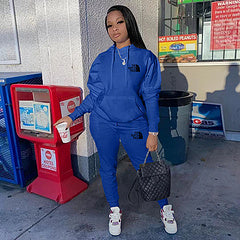 Fashionable and casual printed sports suit two-piece set in stock