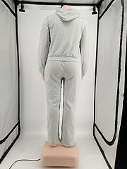 Plus size women's clothing Fashion casual solid color autumn and winter hooded suit