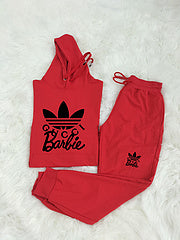 Hooded pocket zipper fashion casual sports two-piece Autumn style suit