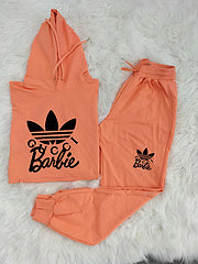 Hooded pocket zipper fashion casual sports two-piece Autumn style suit