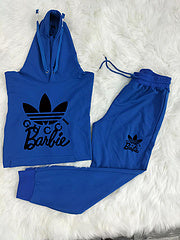 Hooded pocket zipper fashion casual sports two-piece Autumn style suit