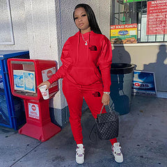 Fashionable and casual printed sports suit two-piece set in stock