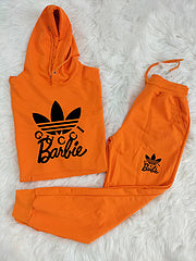 Hooded pocket zipper fashion casual sports two-piece Autumn style suit