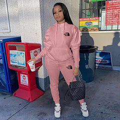 Fashionable and casual printed sports suit two-piece set in stock