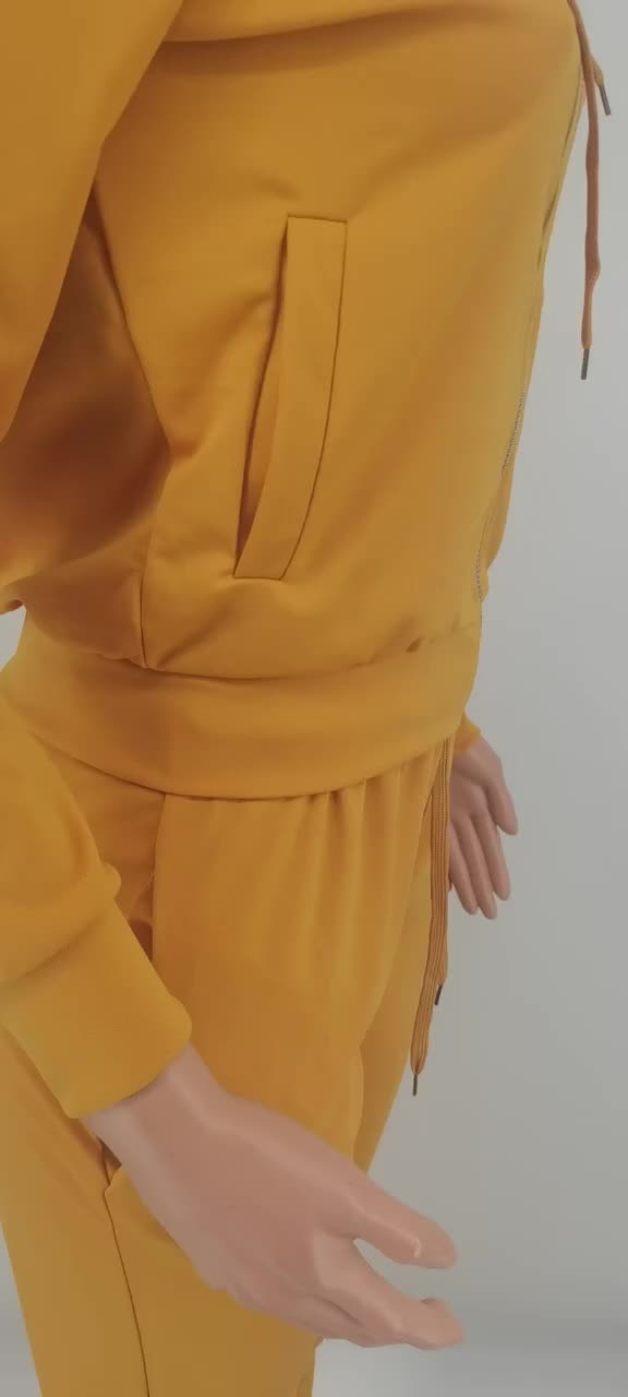 New fashion European and American foreign trade women's clothing solid color trend leisure sports suit