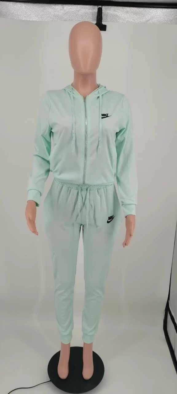 New fashion European and American foreign trade women's clothing solid color trend leisure sports suit