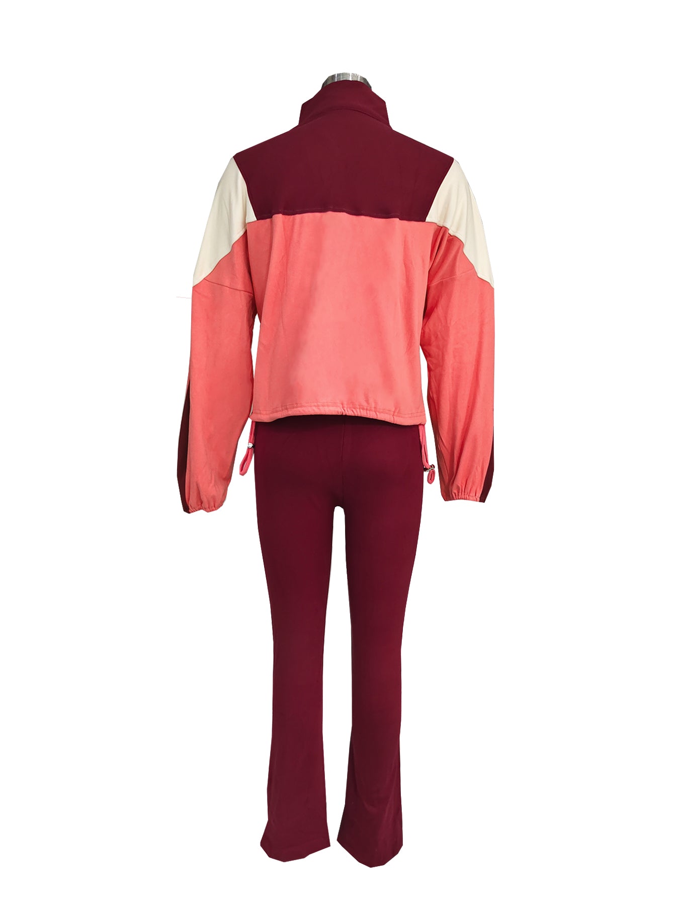 Plush suit color matching zipper cardigan leggings sports suit