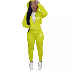 Embroidery Sportswear Slim Fit Fashion Casual Two-piece Set