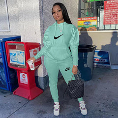 Printed sports suit two-piece set