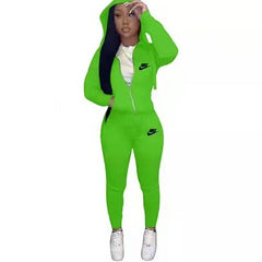 Embroidery Sportswear Slim Fit Fashion Casual Two-piece Set