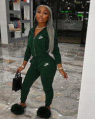 New fashion European and American foreign trade women's clothing solid color trend leisure sports suit