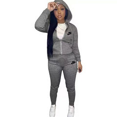 Embroidery Sportswear Slim Fit Fashion Casual Two-piece Set