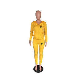 Autumn style hooded pocket zipper fashion casual sports two-piece suit