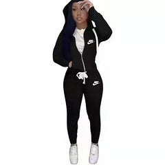 Embroidery Sportswear Slim Fit Fashion Casual Two-piece Set