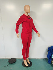 New women's fashion casual hooded embroidered two-piece suit
