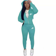 Embroidery Sportswear Slim Fit Fashion Casual Two-piece Set