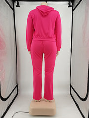 Plus size women's clothing Fashion casual solid color autumn and winter hooded suit