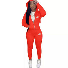 Embroidery Sportswear Slim Fit Fashion Casual Two-piece Set