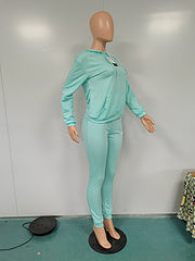 New women's fashion casual hooded embroidered two-piece suit