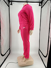 Plus size women's clothing Fashion casual solid color autumn and winter hooded suit