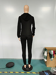 New women's fashion casual hooded embroidered two-piece suit