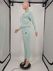 New fashion European and American foreign trade women's clothing solid color trend leisure sports suit