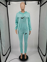 Printed sports suit two-piece set