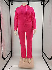 Plus size women's clothing Fashion casual solid color autumn and winter hooded suit