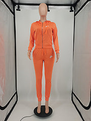 New fashion European and American foreign trade women's clothing solid color trend leisure sports suit