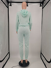 New fashion European and American foreign trade women's clothing solid color trend leisure sports suit