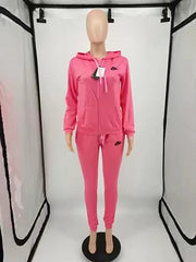 Embroidery Sportswear Slim Fit Fashion Casual Two-piece Set