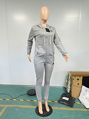 Embroidery Sportswear Slim Fit Fashion Casual Two-piece Set